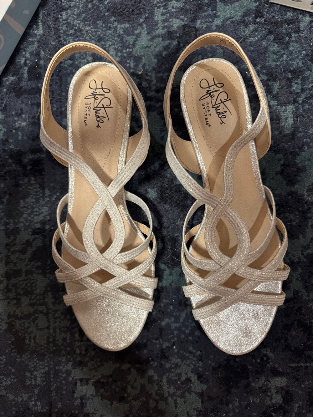 LifeStride Yaya Silver Wedge Sandals - Size 11M NIB NWT
